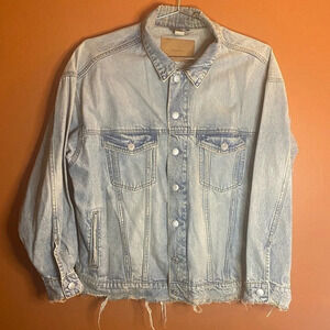 H&M &Denim Distressed Trucker Jacket